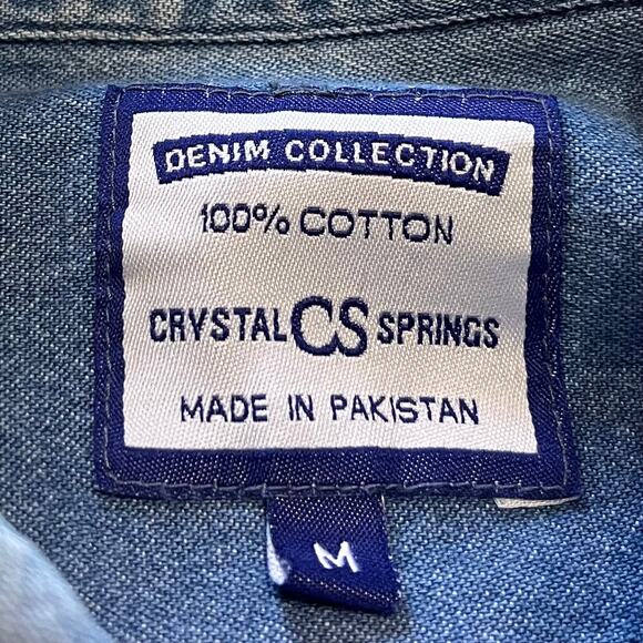 Vintage Crystal Springs UAB Blazer Medium Washed Denim Button Up Large - Picture 3 of 6